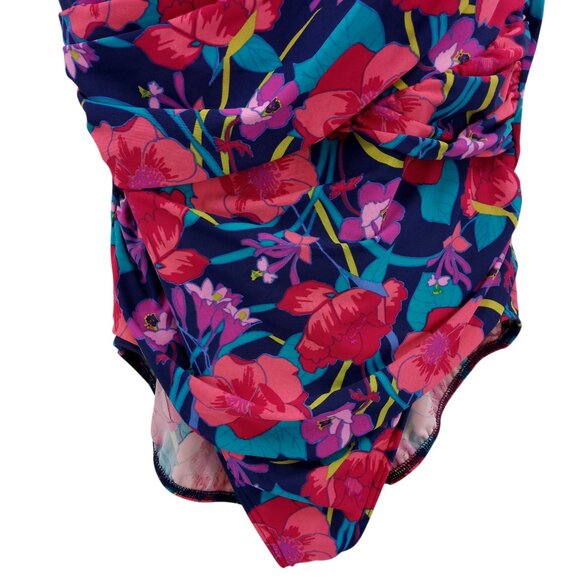 Lands End Floral Faux Wrap One Piece Swimsuit Size 20W Slimming Underwire Pink - Picture 5 of 10